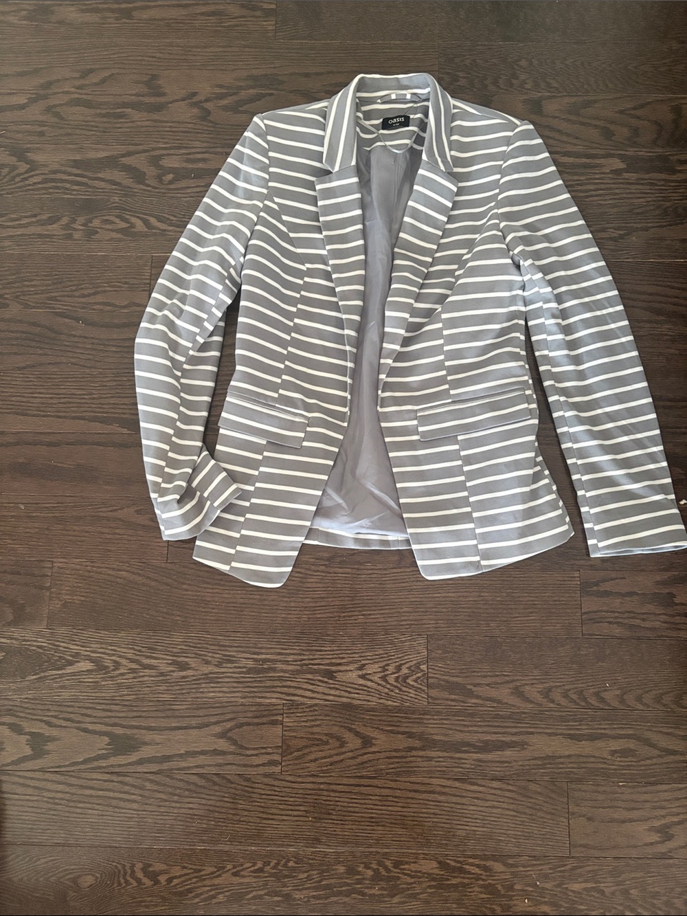 Oasis Gray and White Striped Blazer